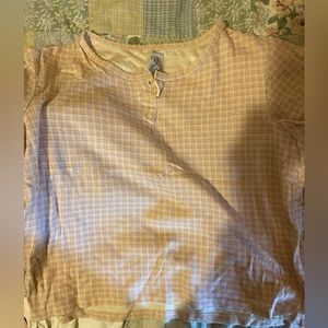 Gap Pink/White Plaid Soft Cotton Button T-Shirt-Med-Excellent Cond.Short Sleeve